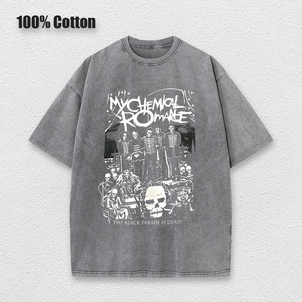 Oversized Acid T Shirt My Chemical Romance Mcr Dead Men's TShirt Black Parade Punk Emo Rock Summer Fashion Top Clothing Unisex
