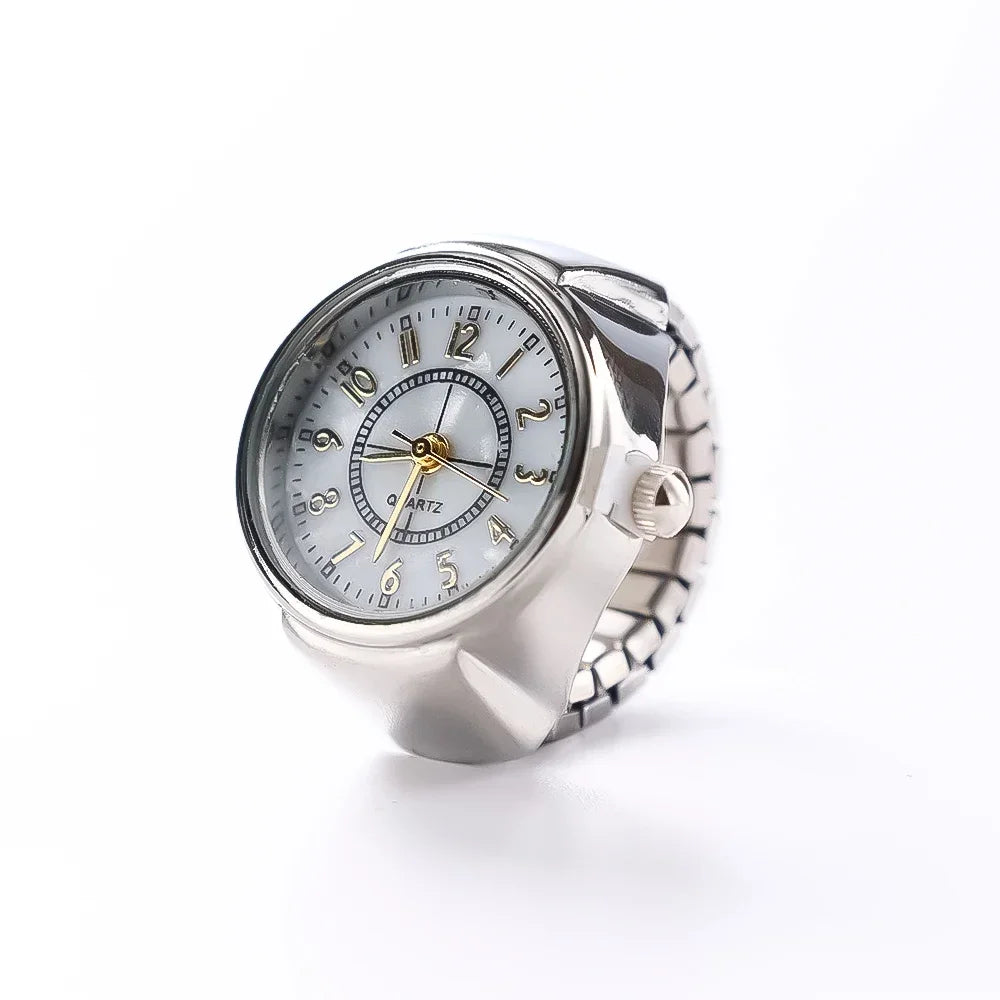 Colorful Watch Ring Women Men Retro Sliver Pointer Quartz Clock Finger Rings Punk Alloy Strap Watches Jewelry Accessories