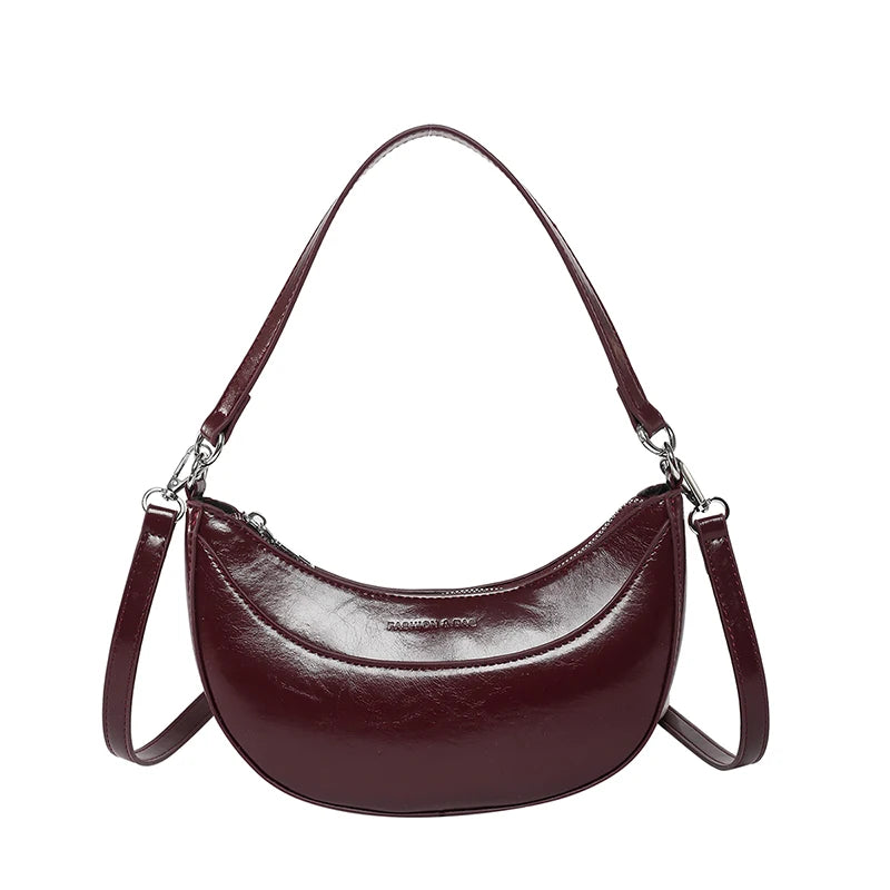 Leather Crossbody Bag for Women Shoulder Bag Clutch Purse with Adjustable Strap Hobo Bag Underarm Purse for Travel Work Shopping