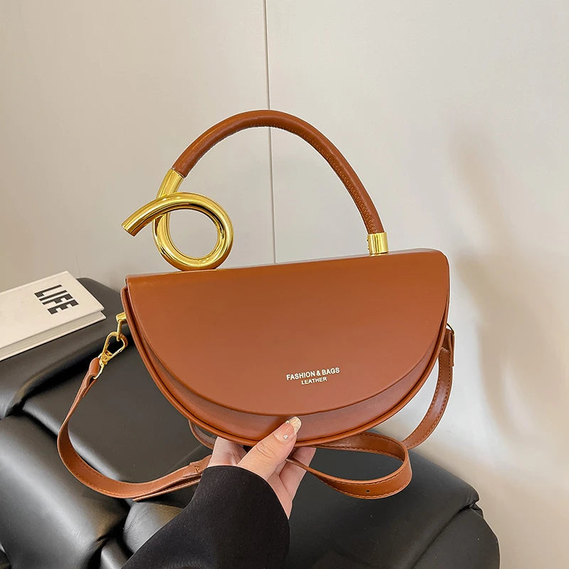 Vintage Style Leather Shoulder Bag for Women, Luxury Brand Crossbody Handbags, Spacious Tote Messenger Purse Ladies