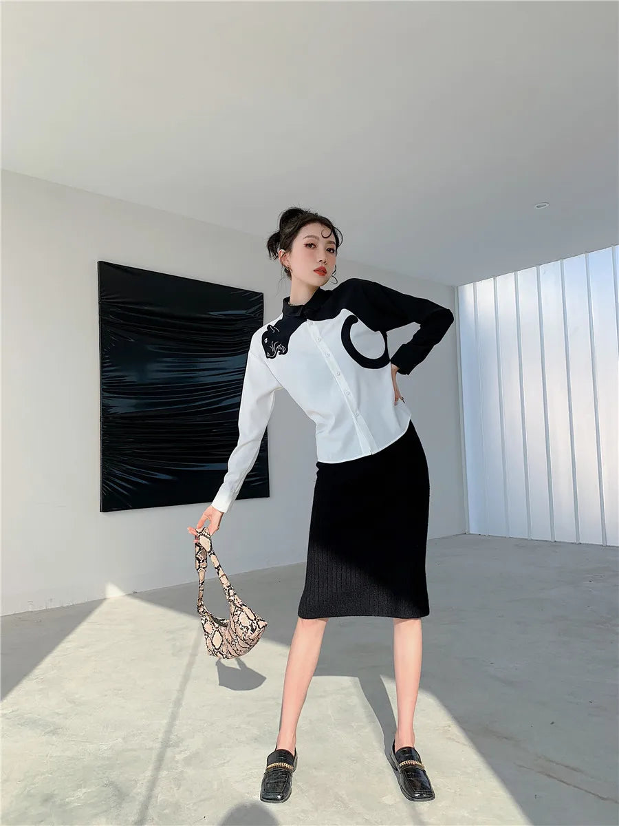 CHEERART Leopard Embroidered Long Sleeve Shirts And Blouses Women White Button Up Fall 2024 Designer Clothes Tops Fashion