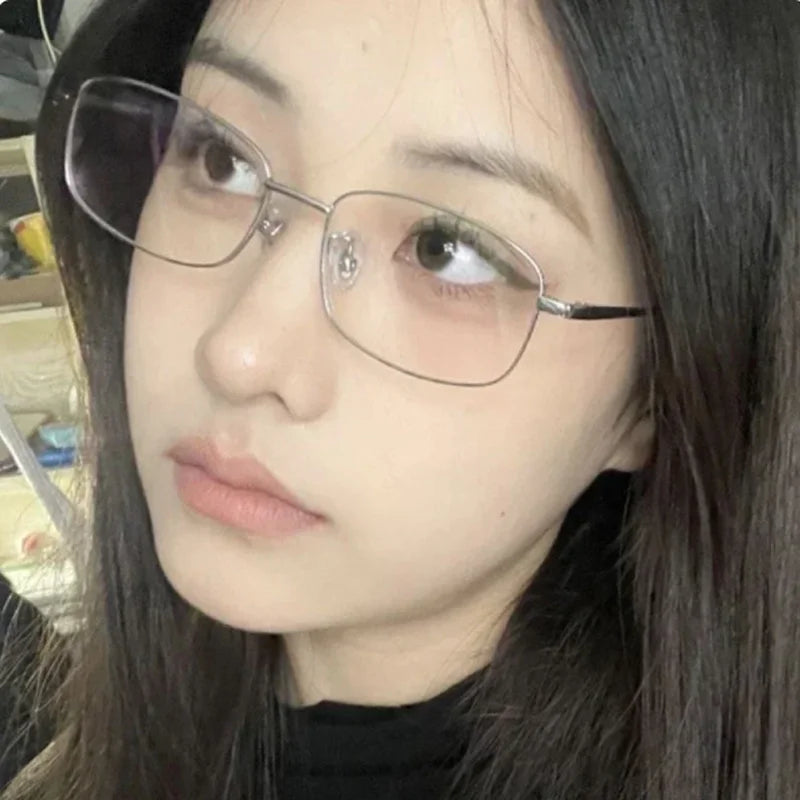 Y2K Harajuku Small Square Frame Glasses Women Retro Metal Eyeglasses Clear Spectacle Decorative Eyewear
