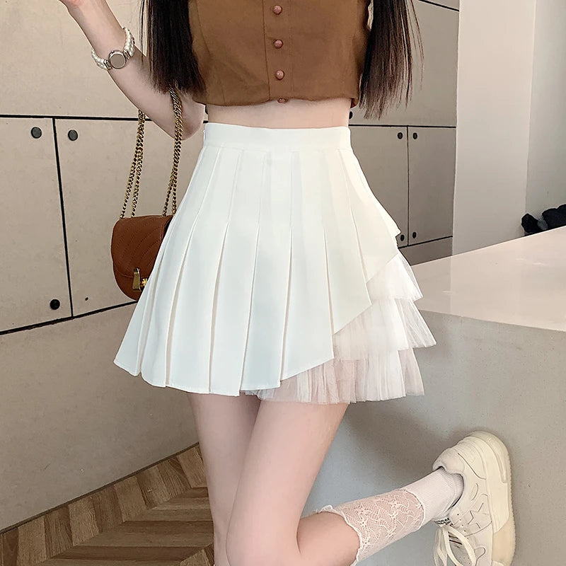 Slimming A-Line  Skirt for ort Women High Waist Pleated Tulle f Body Skirts Commute Sle Summer Collection