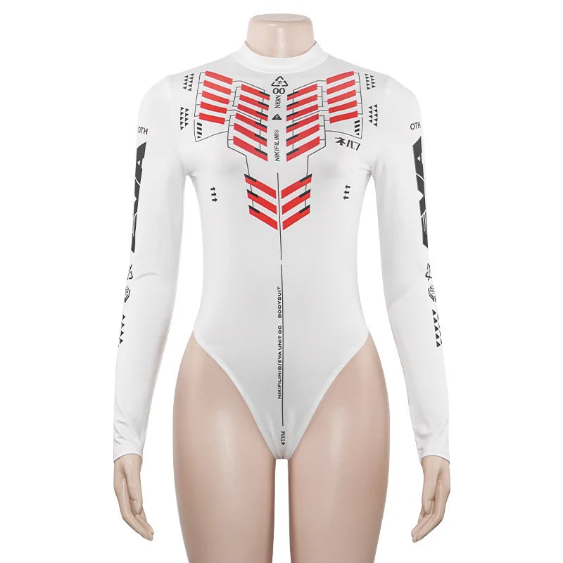 Letters Printing Sexy Bodysuit Lingerie Hot Tops For Women Y2k Clothes Long Sleeve Body Feminino One-pieces Festival Outfits