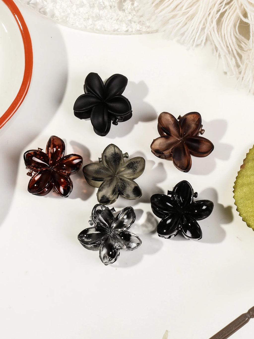 Mini Flower Hair Clips Pack for Women - Creaseless Styling Claw Clips for Bangs and Tiny Hair Styling