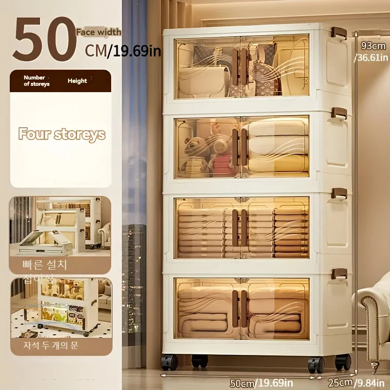 Foldable Storage Box with Clear Door - Spacious, Durable, and Easy-to-Assemble - Ideal for Organizing Clothes, Books, Toys, and