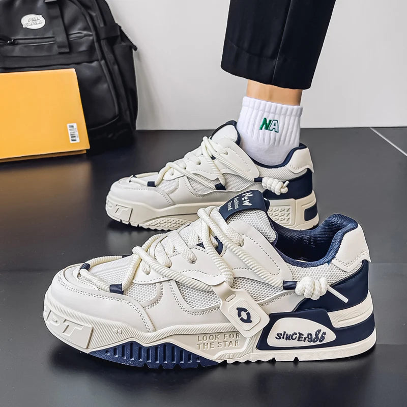 2025 New Summer Men's Shoes Original Casual Flat Shoes Sport Thick Bottom Increased Height Bread Trendy Shoes Skateboard sneaker