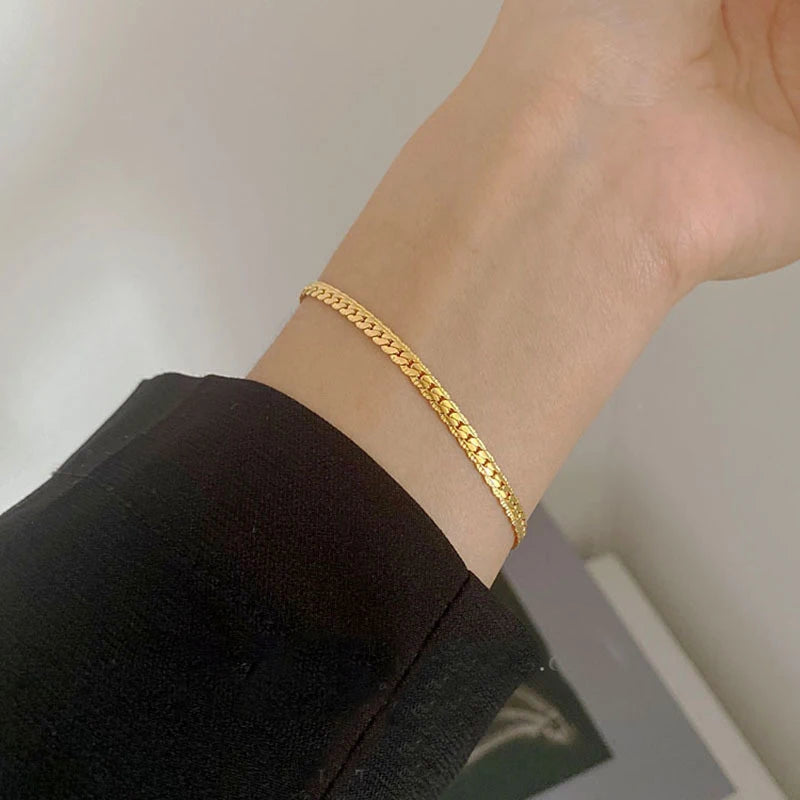 Gold Color Bracelet Stainless Steel Twist Cuban Chain Bracelet for Women Chain Bracelet Jewelry Gifts Wholesale Dropshipping