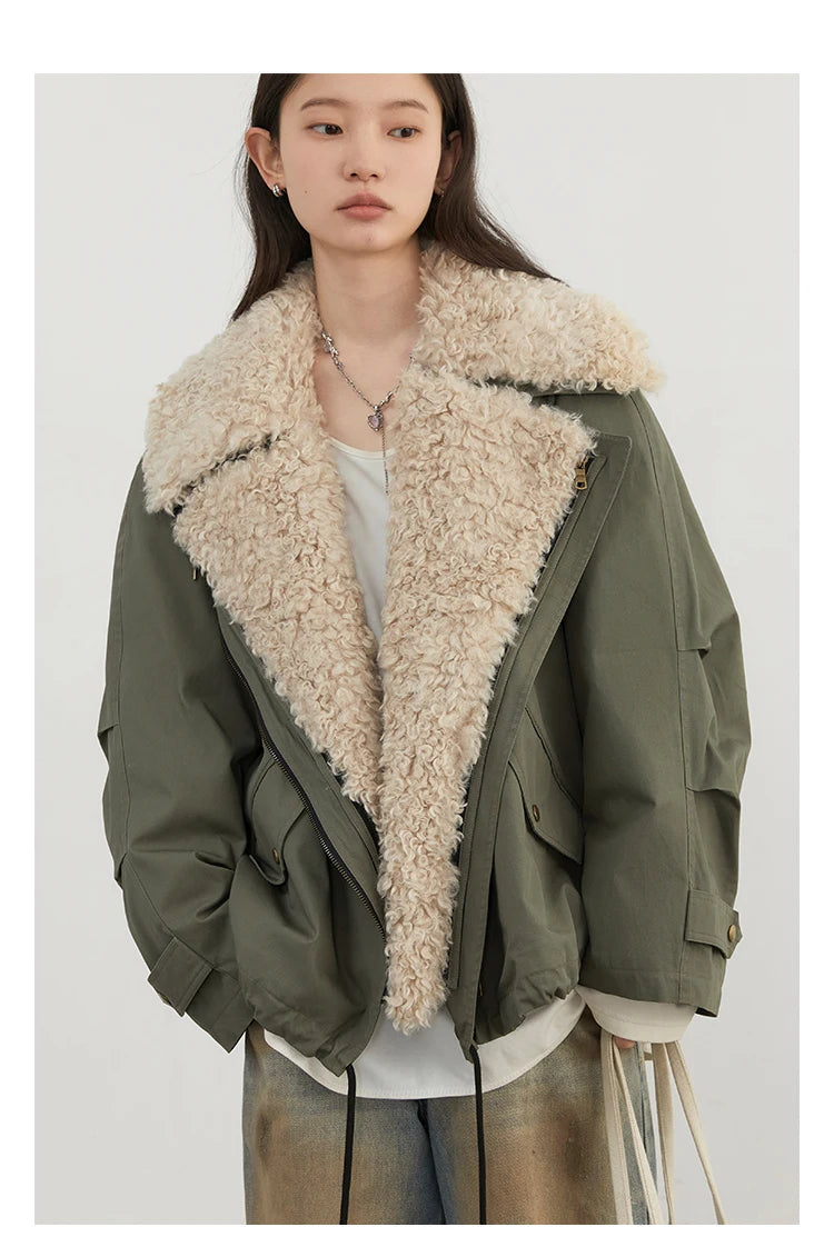 CHIC VEN Women Coats Streetwear Loose Casual New Retro Motorcycle Cotton Jacket Thick Warm Female Overcoat Autumn Winter 2024