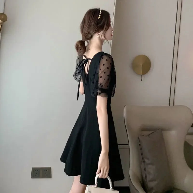 Midi Woman Dress Backless Dresses for Women Black Open Back Mesh Cheap Casual Elegant Chic on Sales Promotion Sensual Sexy Party