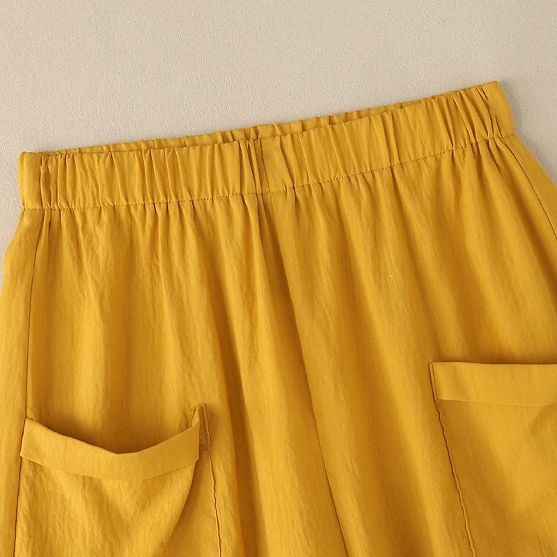 ZANZEA Vintage Summer Shorts Women Fashion High Elastic Waist Pantalons Pockets Solid Color Wide Leg Pants Casual Loose Shorts