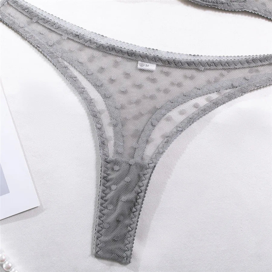 Sexy Women Lingerie Sets Lace Underwear Dot Romantic Transparent See Through Exotic Sets Underwire Pink Leopard Bra Brief Set