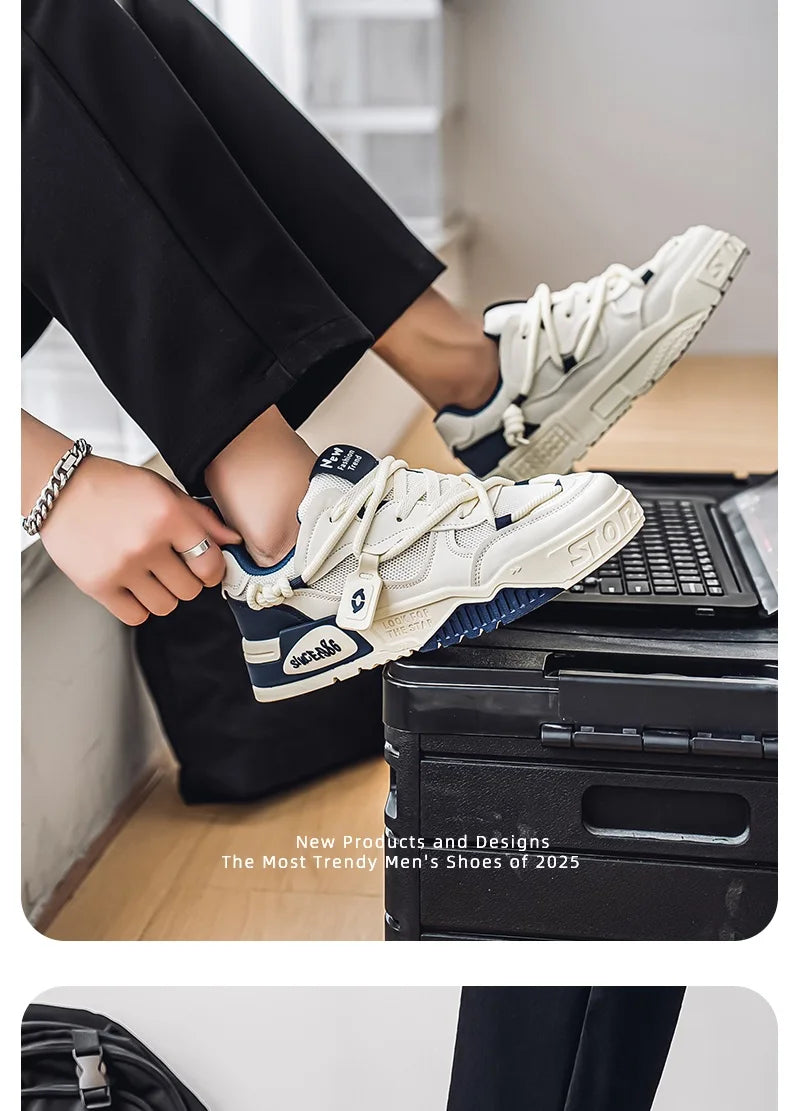 2025 New Summer Men's Shoes Original Casual Flat Shoes Sport Thick Bottom Increased Height Bread Trendy Shoes Skateboard sneaker