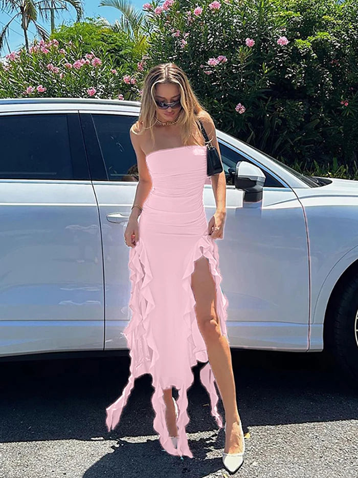 2024 Spring/Summer European and American Fashion Trend Women's New One Shoulder Bra Wrap Hip Slim Fit Irregular Dress