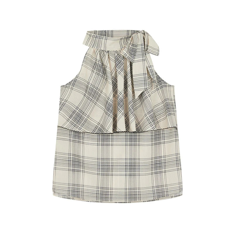 Korean Sle Pure Desire oulder Bared Chiffon Top Women's Summer Ne Hanging Belted Svel round Ne Dr