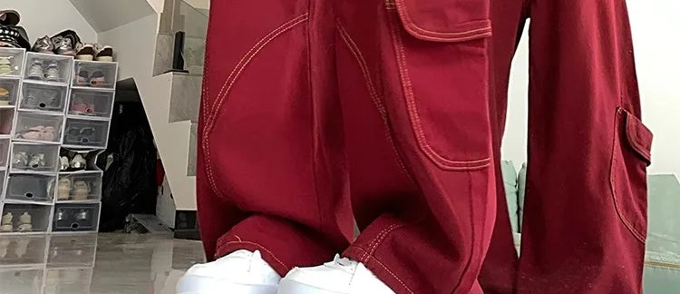 Streetwear Casual Cargo Pants for Women 2025 New Bottoms Straight Trousers Fashion Pockets Korean Pantalon Femme