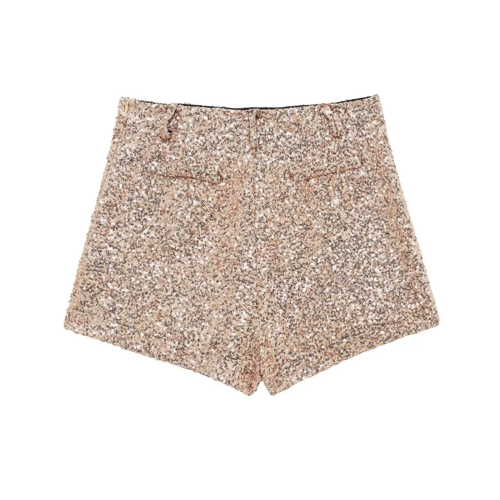 Taop&Za women's 2024 autumn and winter new pearl shorts solid color high commuting temperament shiny socialite mini pants