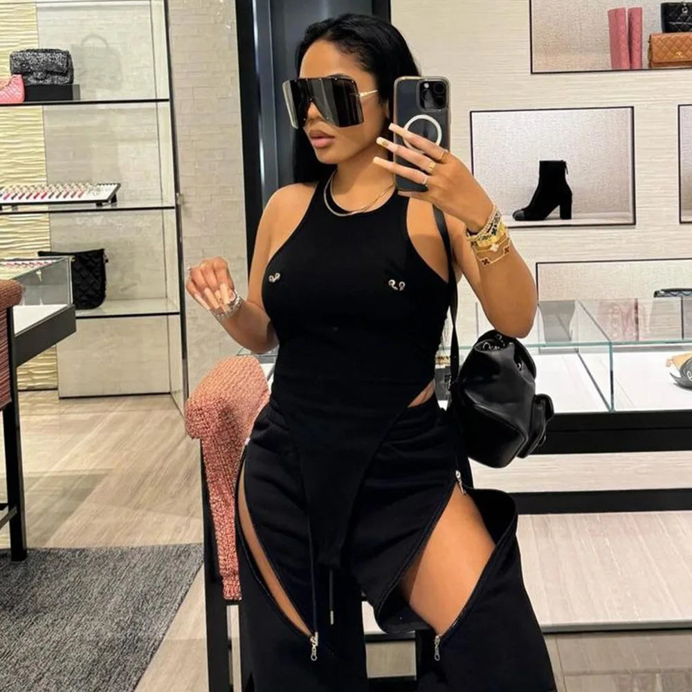 Gtpdpllt Crew Neck Sleeveless Bodysuits White Summer Tank Tops Woman Y2K Clothing Fashion Streetwear Outfits Rompers