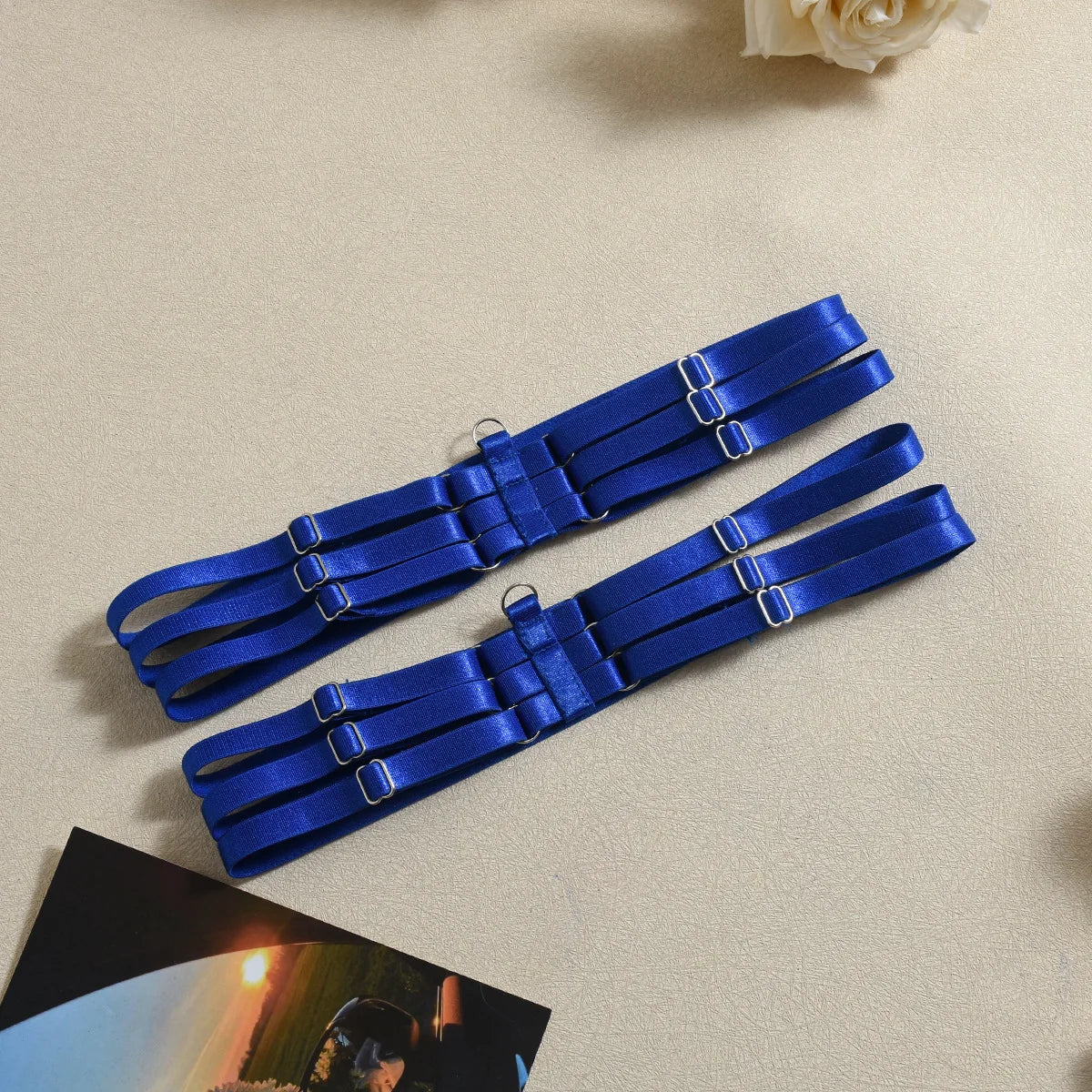 Diccvicc Embroidery Lingerie Set 4 Piece Bra Panty See Through Lace Sexy Outfits Women Garter Belt with Underwear Erotic Costume