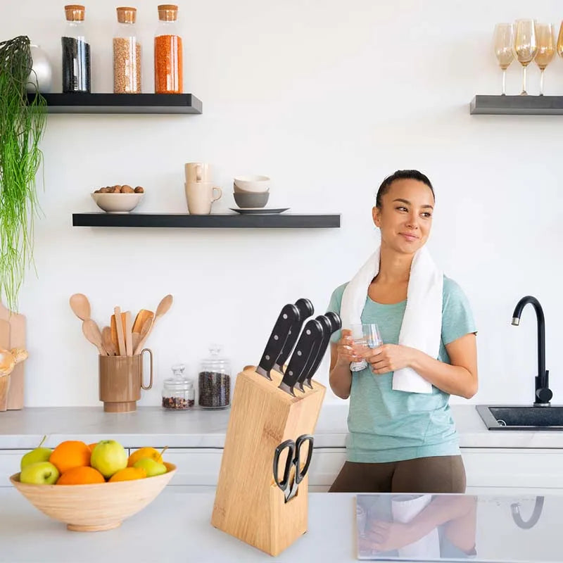 Bamboo Wood Knife Holder Box Meat Fish Slicing Cutter Cleaver Storage Knife Stand Desktop Chef knives Rack Kitchen Accessories