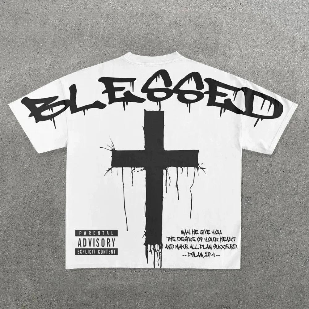 Y2K Trendy Fashion T Shirt Tops Harajuku Goth Character Graphic Print Oversized T Shirt Cotton Short Sleeves Streetwear Clothing