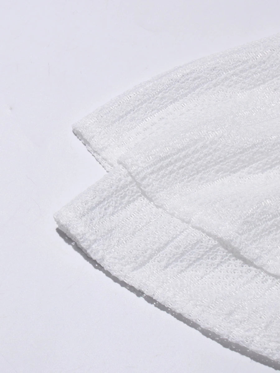 TWOTWINSTYLE Solid Hollow Out Slimming Dresses for Women O Neck Long Sleeve High Waist Temperament Dress Female Fashion