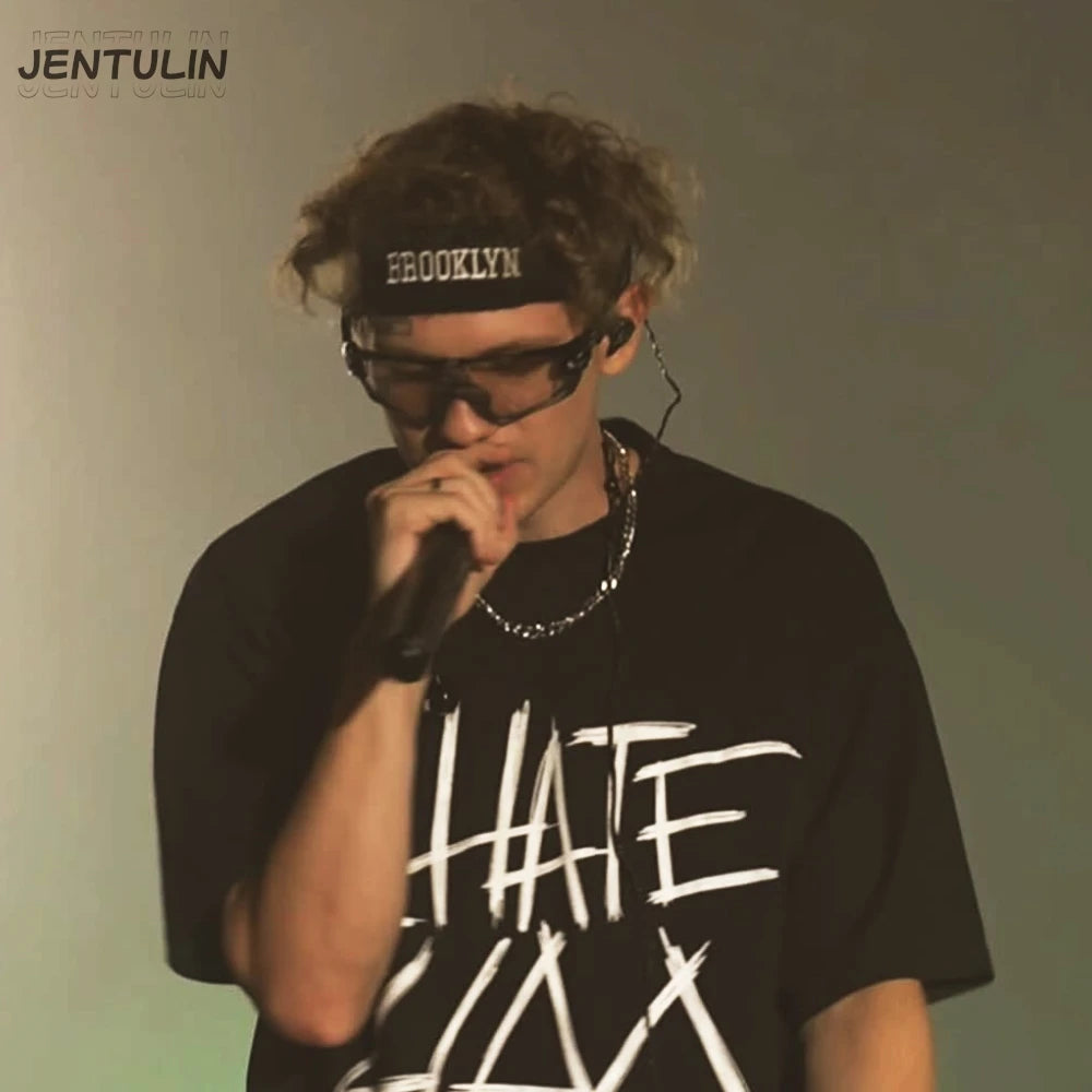 Hip Hop Streetwear Oversized Men Clothing Short Sleeve I Hate Lida Graphic Print Y2k Tops Tee Harajuku Goth Korean Tshirt Cotton