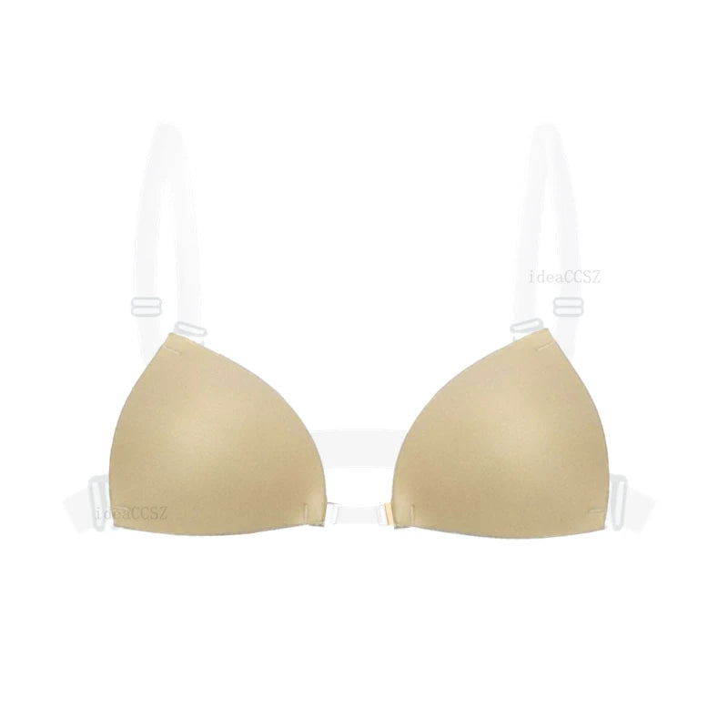 Sticky Bra for Women Backless Wedding Dress Silicone Plunge Deep U Neck Adhesive Bras Lift Boob Invisible Underwear Nipple Cover