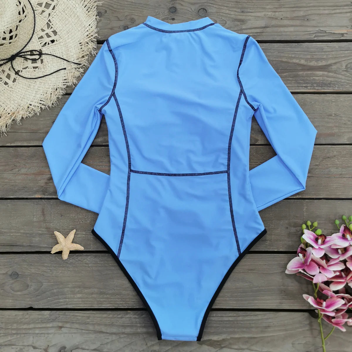 Surfing One Piece Swimsuit Cut Out Swimsuit Print Long Sleeve Swimwear Women Zipper Bathing Suit Summer Beachwear Monokini