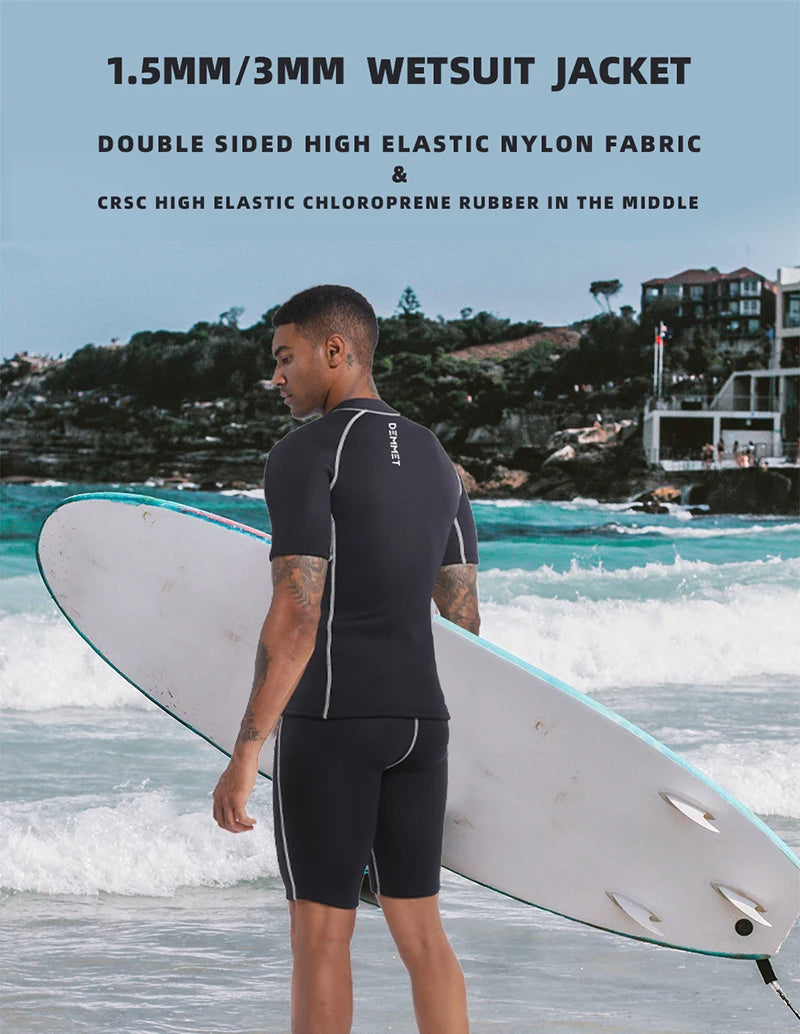 1.5MM/3MM CRSC Neoprene wetsuit Men Split Short Sleeve Shorts Diving Surfing Suit Women's Sun Protection Warm Swimming Suit