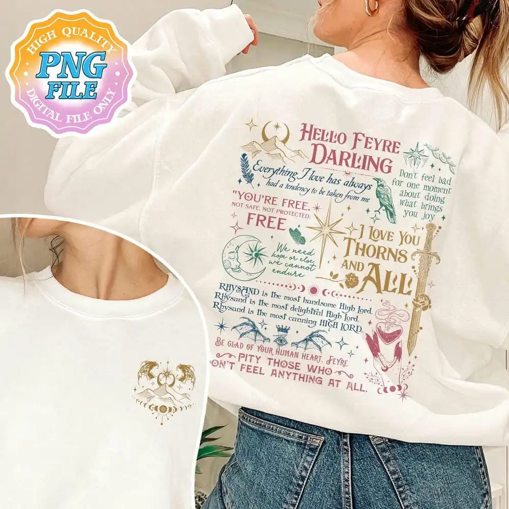 the Night Court Illyrians A Court of Thorns and Roses Rhysand Cassian Azriel Print Long Sleeve Sweatshirt Y2K Top Streetwear