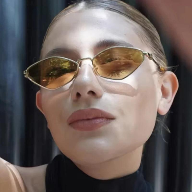 Women Metal Sunglasses Men 2025 Brand Fashion Vintage Hexagonal Ladies Sun Glasses Shades Unique Metal Frame Punk Eyewea