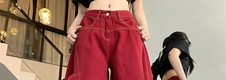 Streetwear Casual Cargo Pants for Women 2025 New Bottoms Straight Trousers Fashion Pockets Korean Pantalon Femme