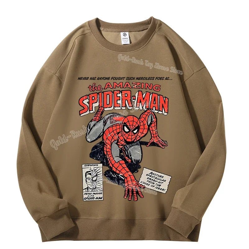 High Quatily Cotton Spiderman Print Sweatshirt Crew Neck Casual Pullovers Streetwear Sweatshirts for Women Long Sleeve Clothing