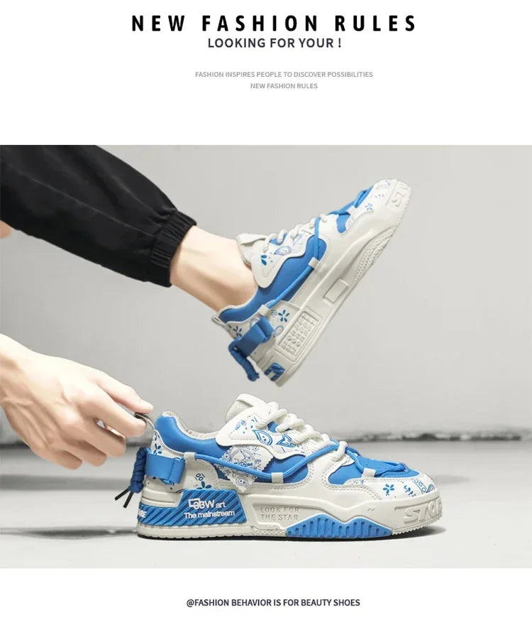 2025 New Summer Men's Shoes Original Casual Flat Shoes Sport Thick Bottom Increased Height Bread Trendy Shoes Skateboard sneaker