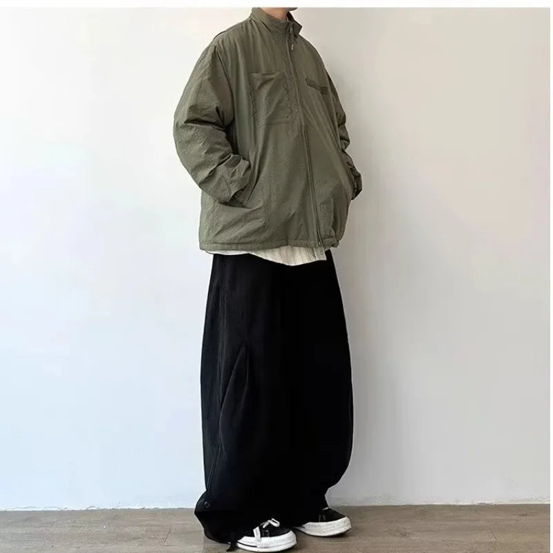 Japanese Style Functional Paratrooper Casual Pants Men Women's Preppy Vintage Versatile Loose Fit Straight Leg Bell Bottoms Work