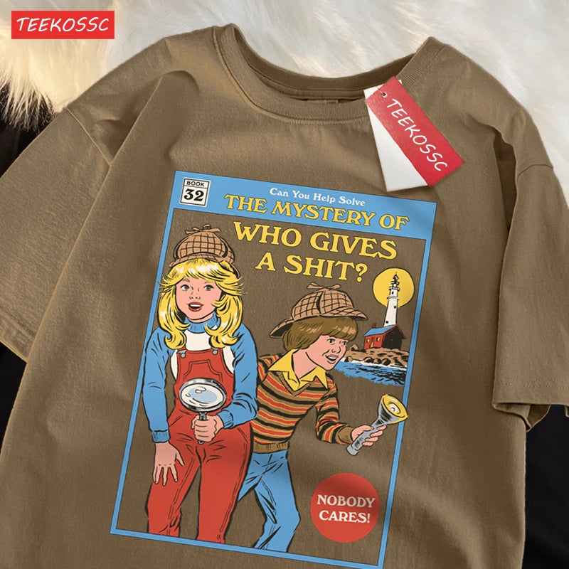 Can You Help Solve The Mystery Of Who Gives A Shit T Shirts Male Cotton Tee Clothes Hip Hop Oversized T Shirts Casual Loose Tops