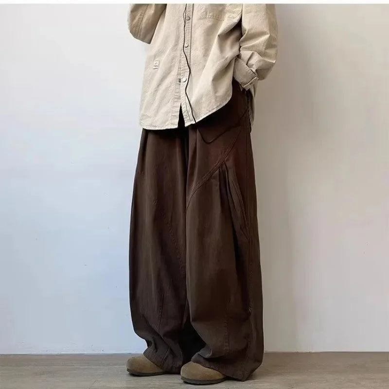 Japanese Style Functional Paratrooper Casual Pants Men Women's Preppy Vintage Versatile Loose Fit Straight Leg Bell Bottoms Work