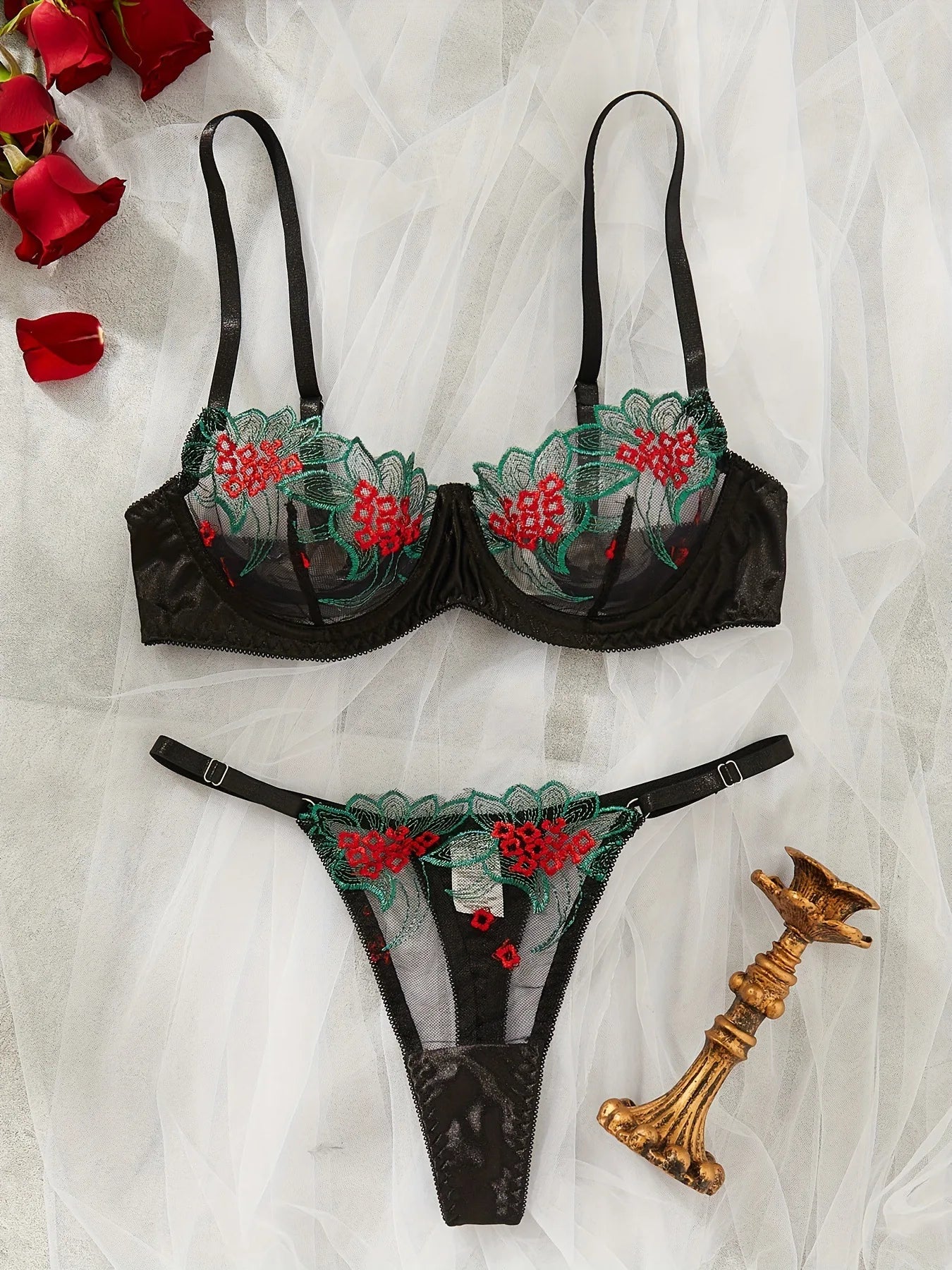 Ellolace Fancy Lingerie Floral Lace Bra Set Bilizna Luxury Well-Looking Underwear Sexy Erotic Fairy Fine Lace Exotic Sets