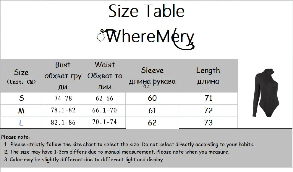 WhereMery French Women's Sexy Off Shoulder Small High neck Long Sleeve Jumpsuit Spring Hot Girl Slimming Irregular Chic T-shirts