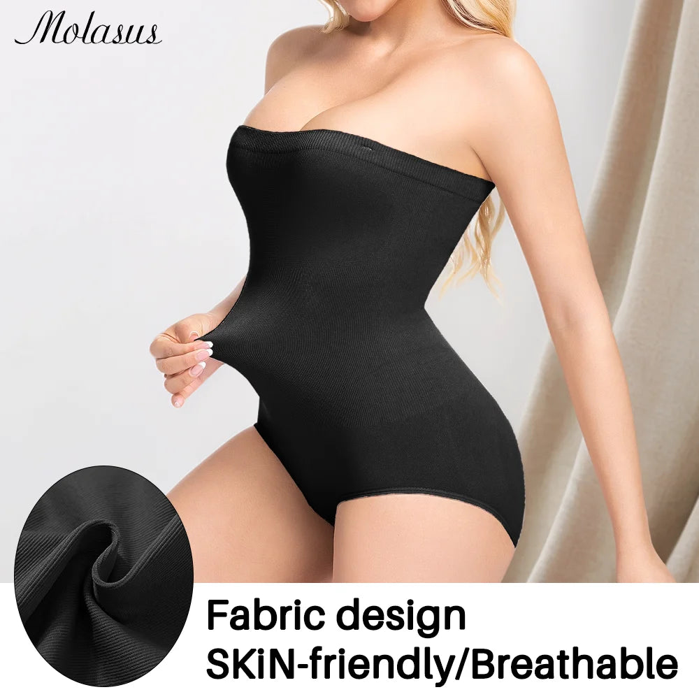 1 Piece Women Shapewear Bodysuit Removeable Shoulder Strap Body Shaper Seamless Tummy Control Slimming Flat Belly for Underwear