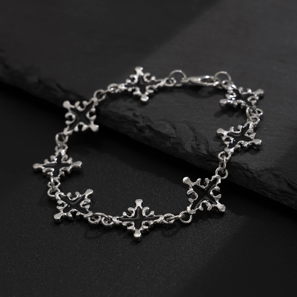 SHIXIN Trendy Vintage Jesus Cross Charm Bracelet for Man Hip Hop Silver Color Bangles on Hand Christian Jewelry Daily Accessory