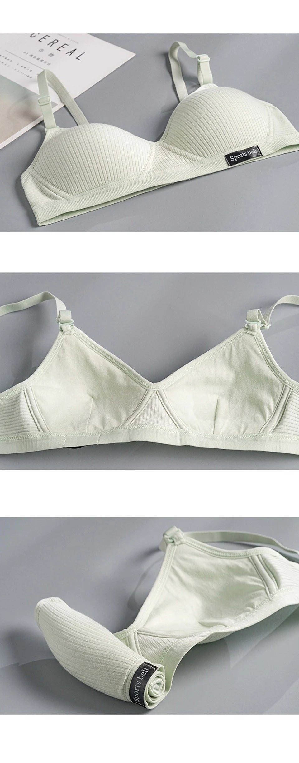 FallSweet Cotton Wireless Bra for Women Seamless Push Up Bras Comfortable V-Shaped Gathering Underwear AB Cup Intimate Lingerie