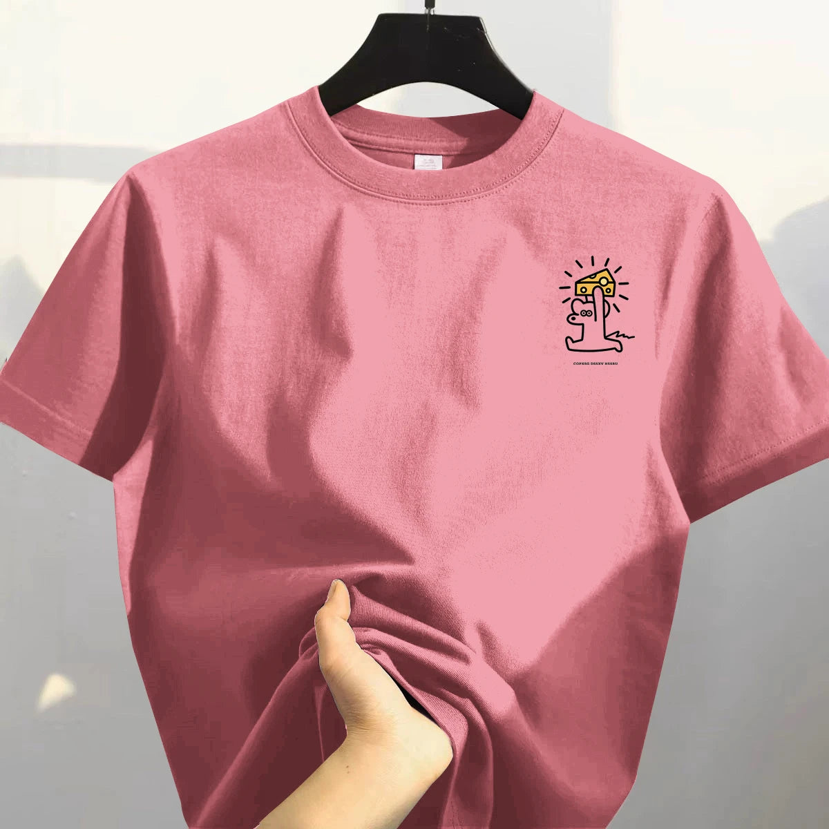 Pure Cotton ort Sve T-irt ex Outlet Store Heavyweight Sweat Absorbent Brand Tag Summer Faion Urban Sle round Ne