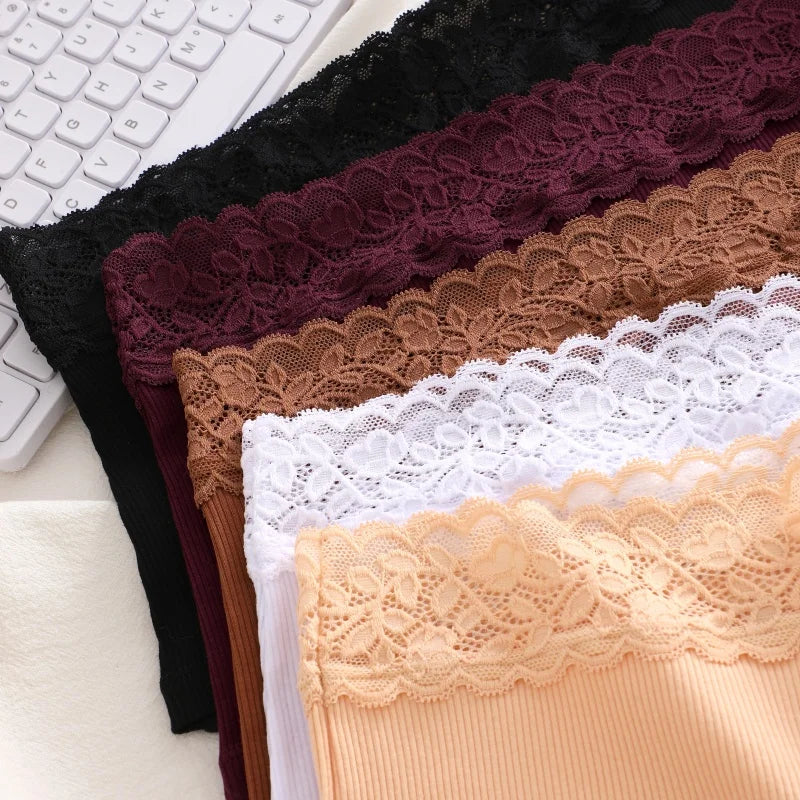 3Pcs Women's Cotton Lace Panties Boxers Seamless Boxer Underwear Female Solid Color Briefs Cozy Lingerie Intimate Underpant S-XL