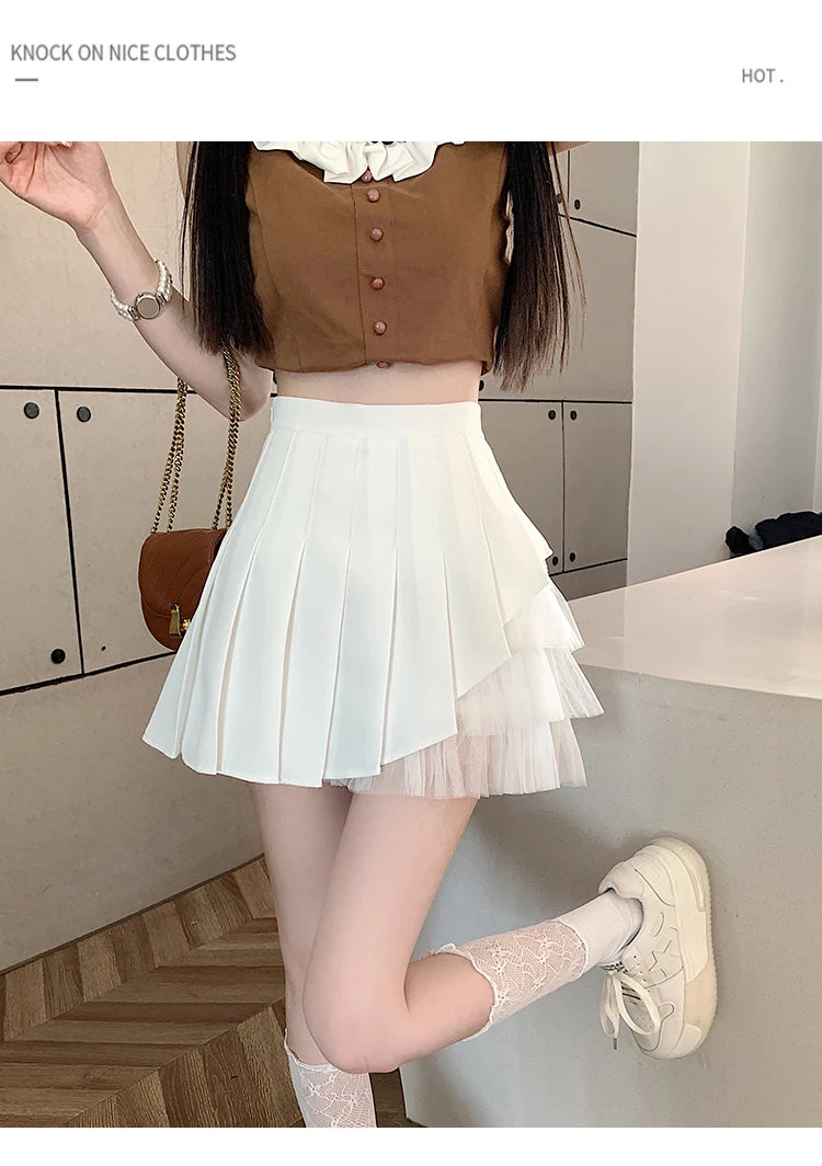 Slimming A-Line  Skirt for ort Women High Waist Pleated Tulle f Body Skirts Commute Sle Summer Collection