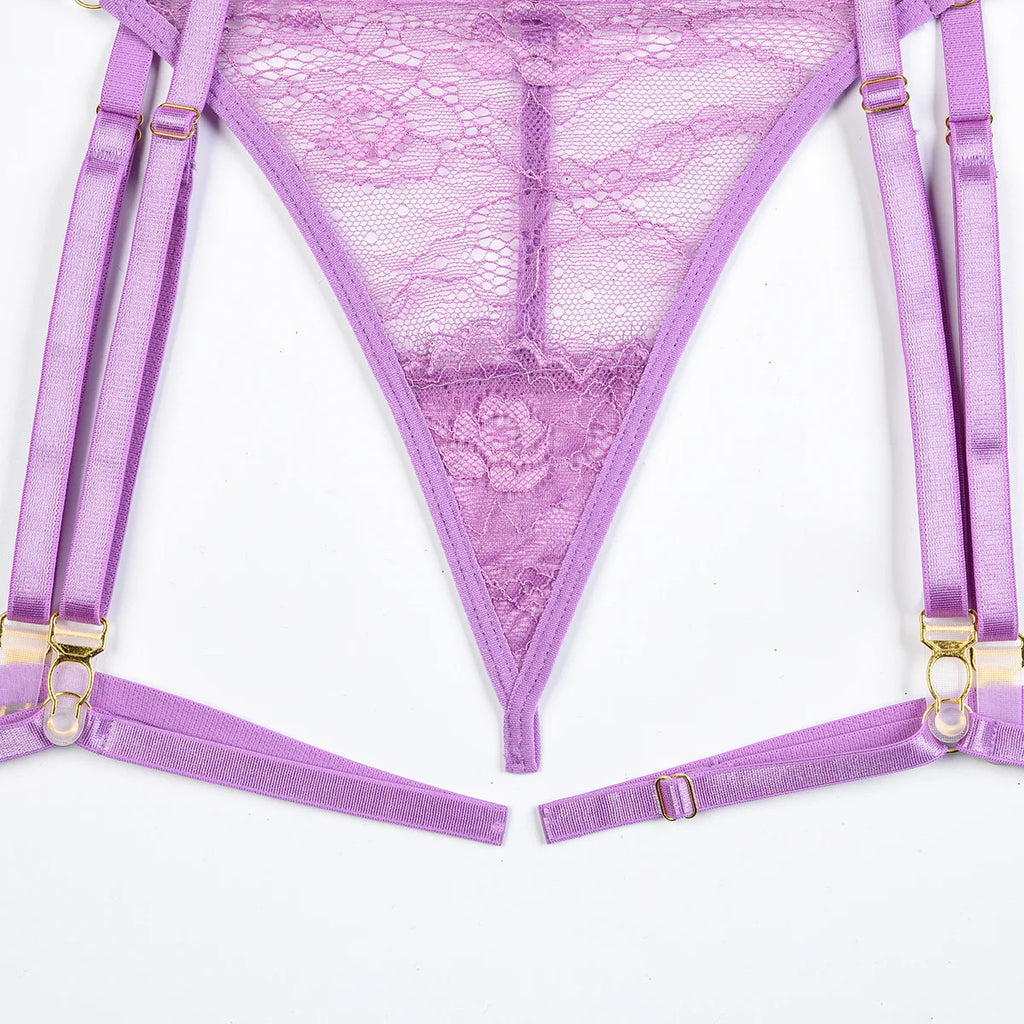 Diccvicc Beautiful Lingerie Eyelash Elegant Transparent Lace Bra Panty Set Floral Embroidery Women Sexy Underwear Exotic Outfit