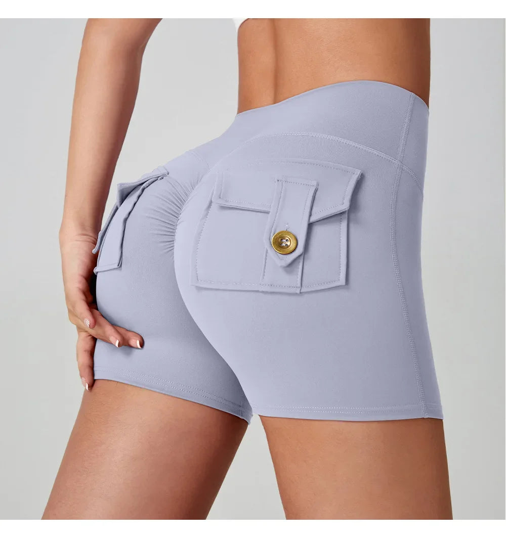 Sexy Scrunch Butt Yoga Shorts for Women  High Waist Booty Lifting Gym Shorts with Pockets  Push Up Fitness Running Sports Shorts