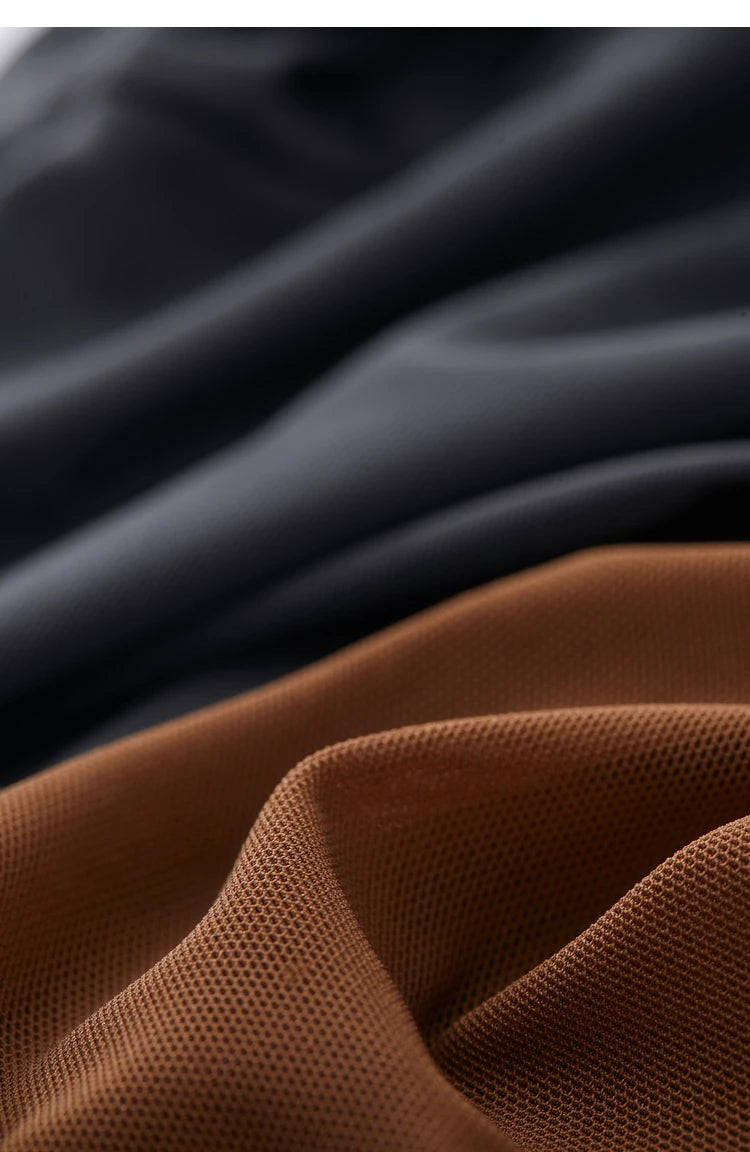 Amii Minimalism Mesh T-shirts For Women 2025 Spring New Office Lady Half-high Neck Micro Perspective Slim Retro Shirt 12423055