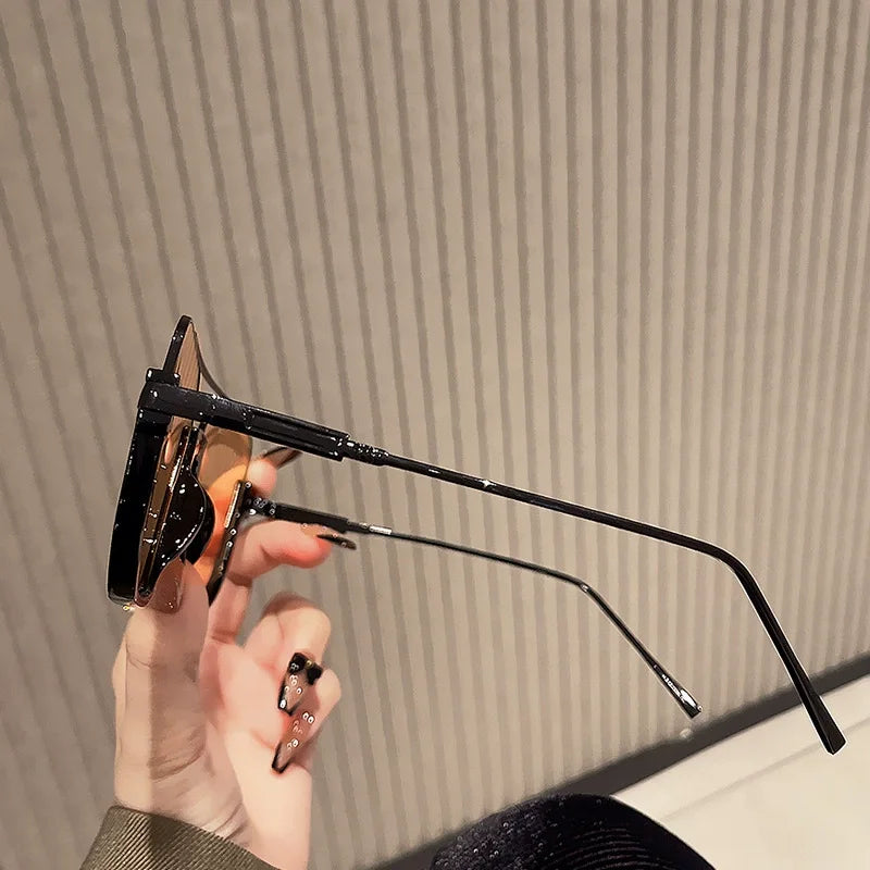 2025 New Vintage Oversized Sunglasses Fashion Men Women Square Shades Eyewear Trendy Ins Popular Brand Design UV400 Sun Glasses